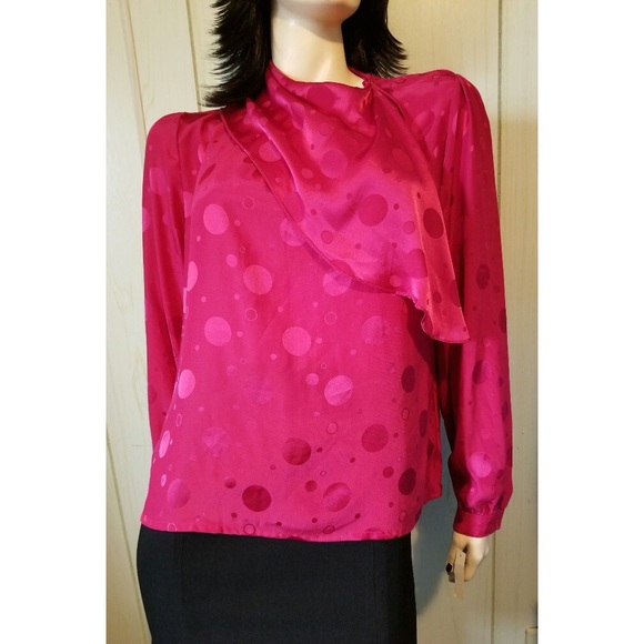 Vintage 80s Secretary Bubble Print TIENECK Blouse NWT - Picture 3 of 6